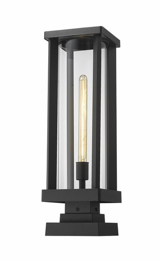 Glenwood 1 Light Small Outdoor Pier Mount 22.5 Inch Tall by Z-Lite - 586PHBS-SQPM-BK