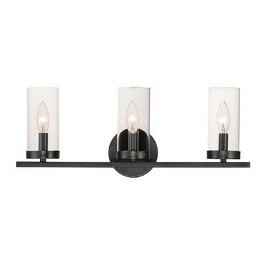 Sentinel Three Light Candle Style Vanity Light by Maxim - 25257CLBK