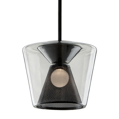 Berlin 14W 1 LED Medium Pendant 15.5 Inch Wide by Troy - F5852-SBK