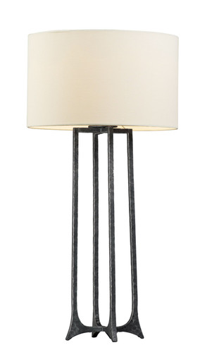 Anvil 1 Light Table Lamp Steel Base and White Fabric Shade by Maxim  - 30308CVNI