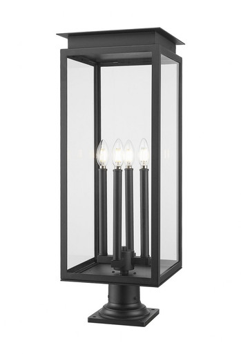 Nova 4 Light Outdoor Pier Mount 29.5 Inch Tall and 10.5 Inch Wide By Z-Lite - 5018PHBR-533PM-BK