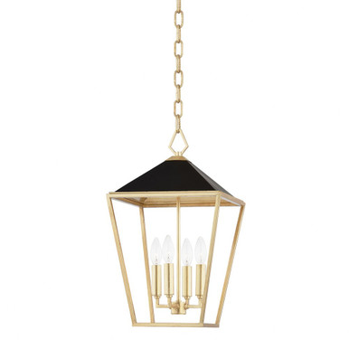 Paxton 4 Light Medium Pendant by Hudson Valley - 5713-GL/BK