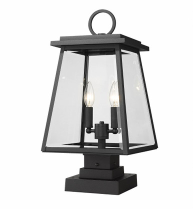 Broughton 2 Light Outdoor Pier Mount Light 21 x 10.25 In by Z-Lite - 521PHMS-SQPM-BK