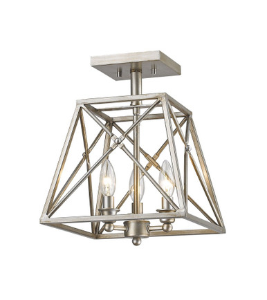 Trestle 3 Light 11 Inch Wide Semi Flush Mount by Z-Lite - 447SF-AS