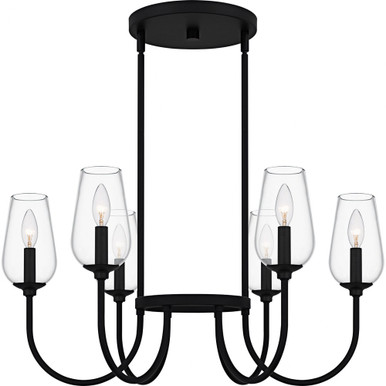 Viscount 6 Light Chandelier 14.25 Inch Tall and 28 Inch Wide by Quoizel - VSC5028MBK