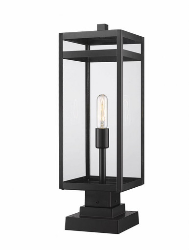 Nuri 1 Light Outdoor Pier Moun 23.5 x 7.5 Inch by Z-Lite - 596PHBS-SQPM-BK