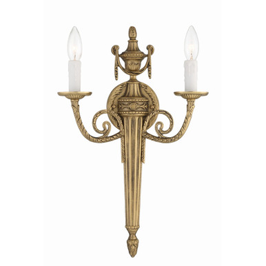 Cast Brass 2 Light Candle Style Wall Sconce 20 Inch Tall by Crystorama - 662-mb