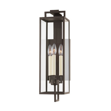 Beckham Three Light Candle Style Outdoor Wall Mount by Troy - B6382-TBZ