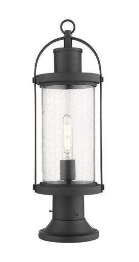 Roundhouse 1 Light Outdoor Pier Mount Lantern 7.5 x 22.5 Inches by Z-Lite - 569PHM-553PM-BK