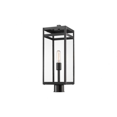 Nuri 1 Light Outdoor Post Mounted Fixture 21.5 x 7.5 Inch by Z ite - 596PHBR-BK
