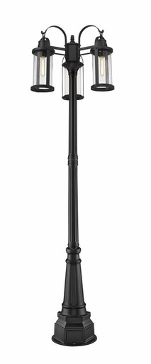 Roundhouse 3 Light Outdoor Post Mount Lantern 24 x 102.5 Inches by Z-Lite - 569MP3-564P-BK