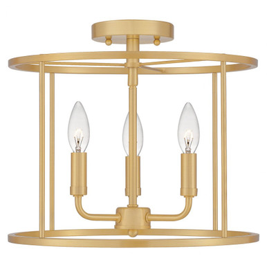 Abner 3 Light 14 Inch Wide Semi Flush Mount by Quoizel - ABR1714