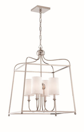 Sylvan Four Light Chandelier With Linen Fabric Shades by Crystorama - 2244-pn