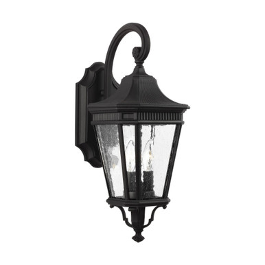 Cotswold Lane 2 Light Seeded Glass Wall Lantern 20 Inch Tall by Generation - OL5421BK