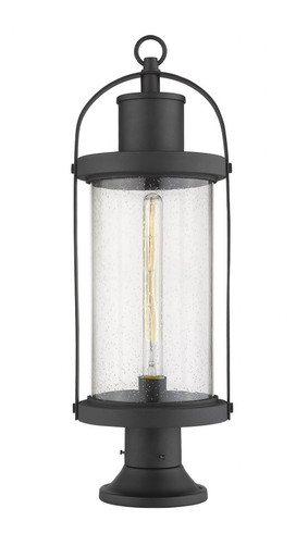 Roundhouse 1 Light Outdoor Pier Mount Lantern 9.25 x 27 Inches by Z-Lite - 569PHB-553PM-BK