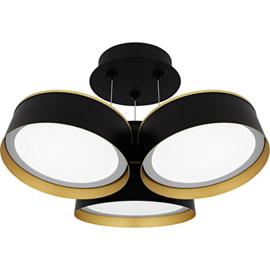 Byrnes 28W LED Semi Flush Mount 10 Inch Tall and 19 Inch Wide by Quoizel - BYS1719MBK