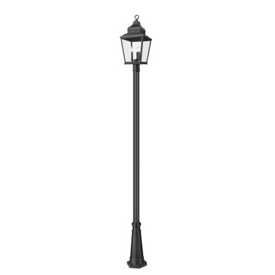 Raphael 3 Light Outdoor Post Mount 122 Inch Tall and 12 Inch Wide by Z Lite - 5029PHBR-519P-BK