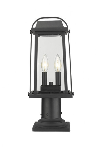 Millworks 2 Light Outdoor Pier Mount Light 18.75 x 7.75 In by Z-Lite - 574PHMR-533PM-BK