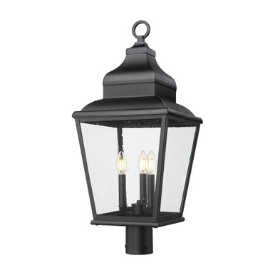 Raphael 3 Light Outdoor Post Mount 28 Inch Tall and 12 Inch Wide by Z Lite - 5029PHBR-BK