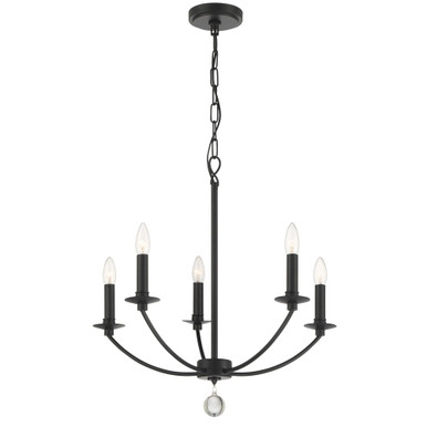 Mila 5 Light Chandelier 24 Inches Tall and 23 Inches Wide by Crystorama - MIL-8005-BK