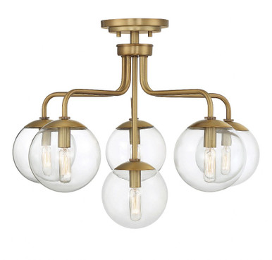 Marco 6 Light 24 Inch Wide Modern Semi Flush Mount by Savoy House - 6-1951-6-322
