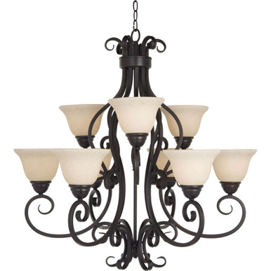 Manor 9 Light Large 2 Tier Traditional Chandelier by Maxim - 12207FIOI