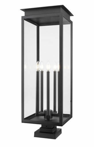 Nova 5 Light Outdoor Pier Mount 36.75 Inch Tall X 12.5 Inch Wide By Z-Lite - 5018PHXLS-SQPM-BK