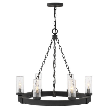 Sawyer 3.5W 6 LED Outdoor Medium Chandelier 24 Inch Wide by Hinkley - 29206BK-LV