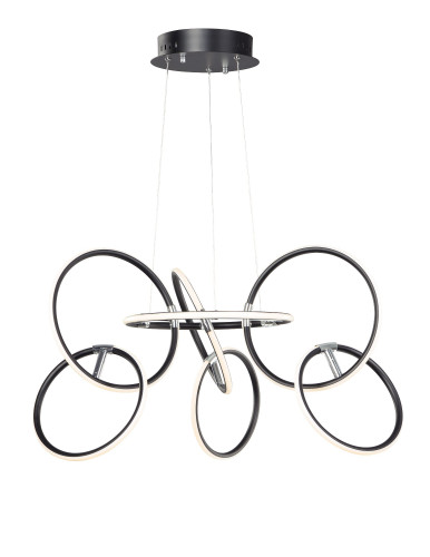 Ringer 567W 7 LED Light Oversized Pendant by ET2 - E24725-BKPC