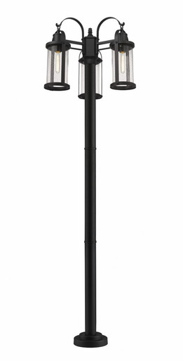 Roundhouse 3 Light Outdoor Post Mount Lantern 24 x 94.25 Inches by Z-Lite - 569MP3-567P-BK