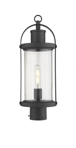 Roundhouse 1 Light Outdoor Post Mount Lantern 7.5 x 20.5 Inches by Z-Lite - 569PHM-BK
