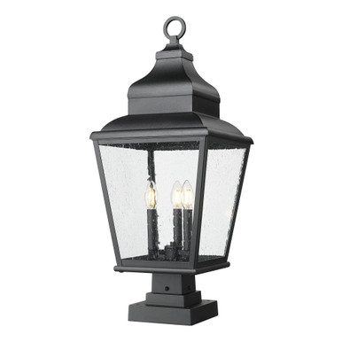 Raphael 3 Light Outdoor Pier Mount Fixture 29.25 Inch Tall by Z Lite - 5029PHBS-SQPM-BK