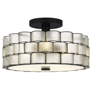 Rory 3 Light Semi Flush Mount 8.25 Inch Tall and 15.75 Inch Wide by Quoizel - RORY1716MBK