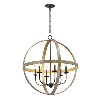 Compass 6 Light Pendant 32.75 Inch Tall and 30 Inch Wide by Maxim - 27576BWBK