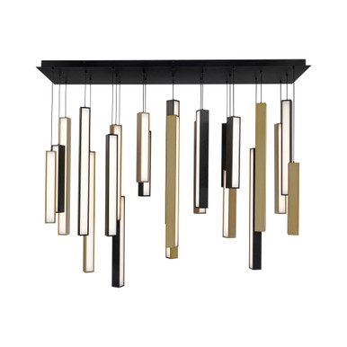 Chaos 200W 23 LED Light Medium Linear Pendant by Modern Forms - PD-64823L-BK/AB-BK