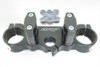 BRP Rubber Mounted Top Clamp, 2-stroke BRP Top Clamp uses 4 Poly-Urethane damper bushings Reduces rider fatigue & isolates harsh terrain vibration Softens the harsh spikes from hitting square edge obstacles 4-post design helps prevent twisting of the bar mounts Two sets of poly urethane bushings: red (medium) & blue (soft) Adjustable bar position in 14mm & 21mm settings BRP products are designed & Made in USA Fits 2013+ 250/300 RR 2-strokes
