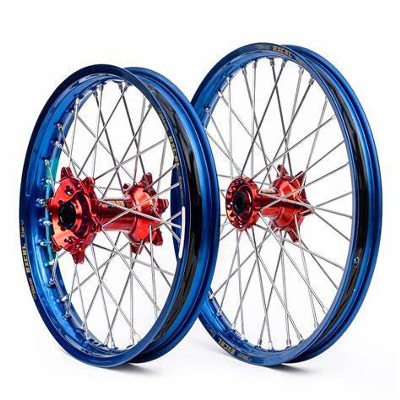 Dubya Wheel Set Red Hub, Blue Rim, Red Nips