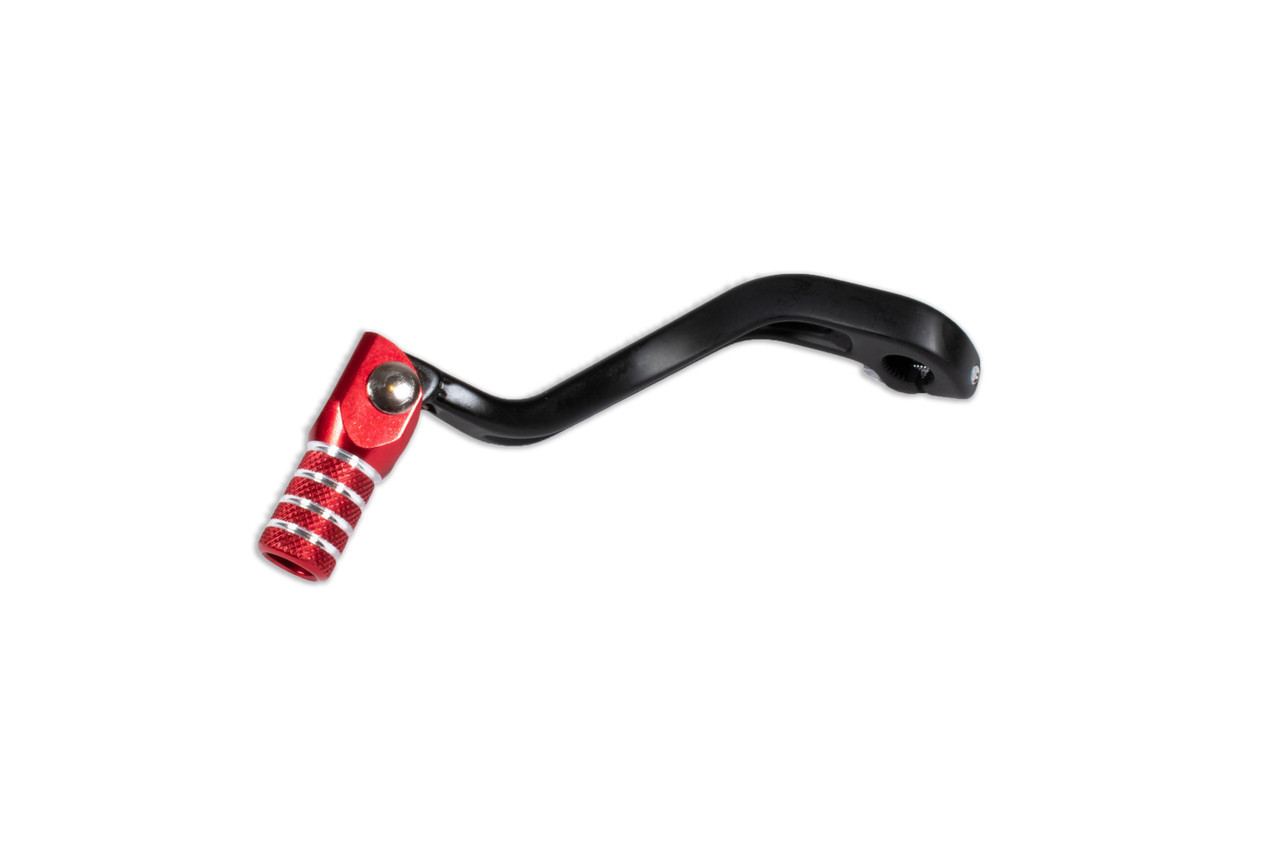 125 RR-S Heady Duty Shift Lever made from billet aluminum. Includes a spring loaded folding red tip that has been knurled for added grip.