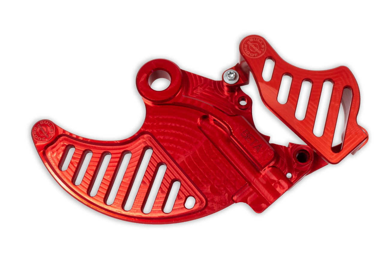 Rear Sharkfin & Caliper Guard, Red Rear Sharkfin & Caliper Guard. Heavy-duty machined billet aluminum Comes with a caliper guard integrated into the disc guard Fits '07+ RR/RS/RR-S/X-Trainer