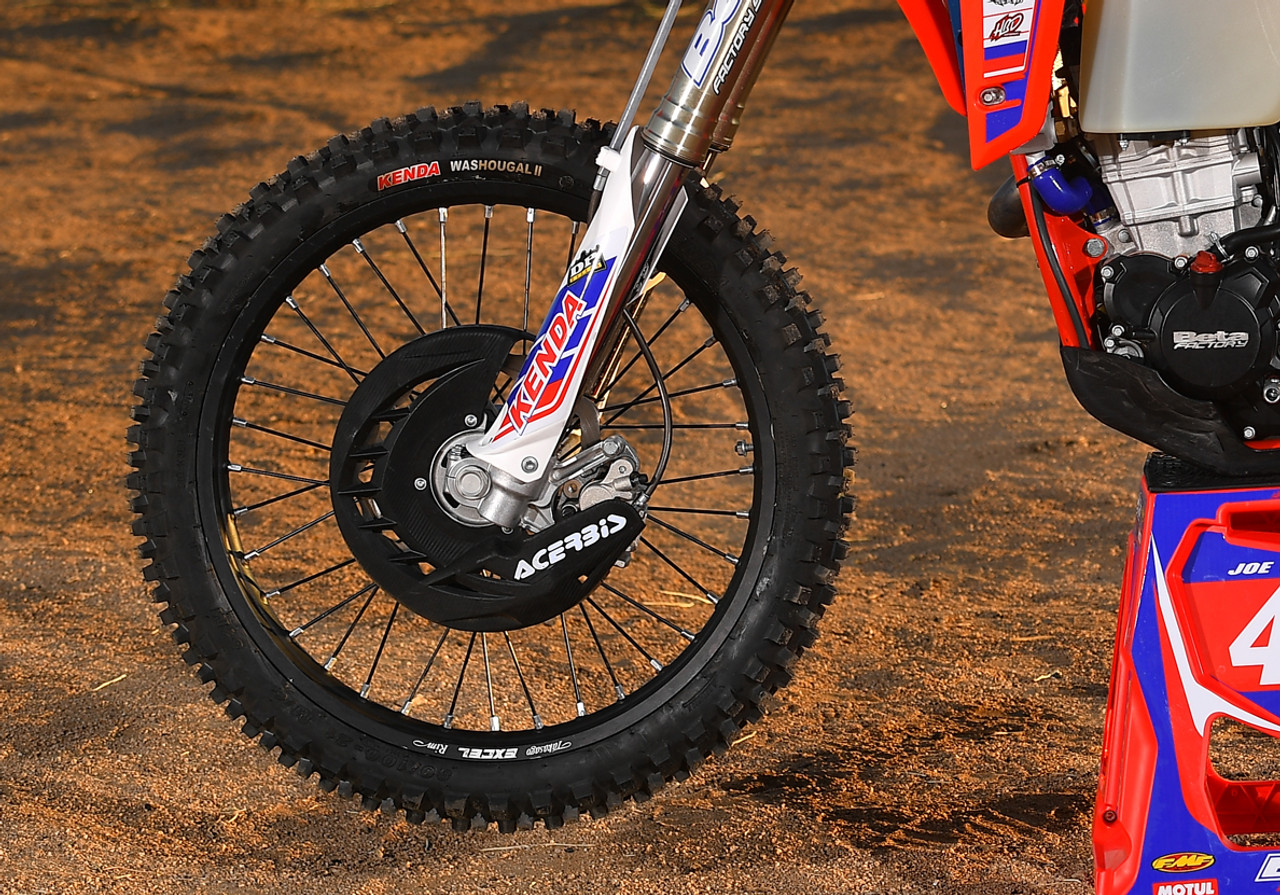 Acerbis Front Disc Guard, X-FUTURE  Extended cover for maximum protection of the disc and the brake caliper to protect them from mud, stones and debris. Designed for the best resistance to impacts. Made from heavy duty plastic. Air intakes designed to ensure airflow to the braking system. Easy and intuitive assembly. Mounting bracket included! Fits 2013+ RR & 2014+ RS/RR-S & 2021+ RX.