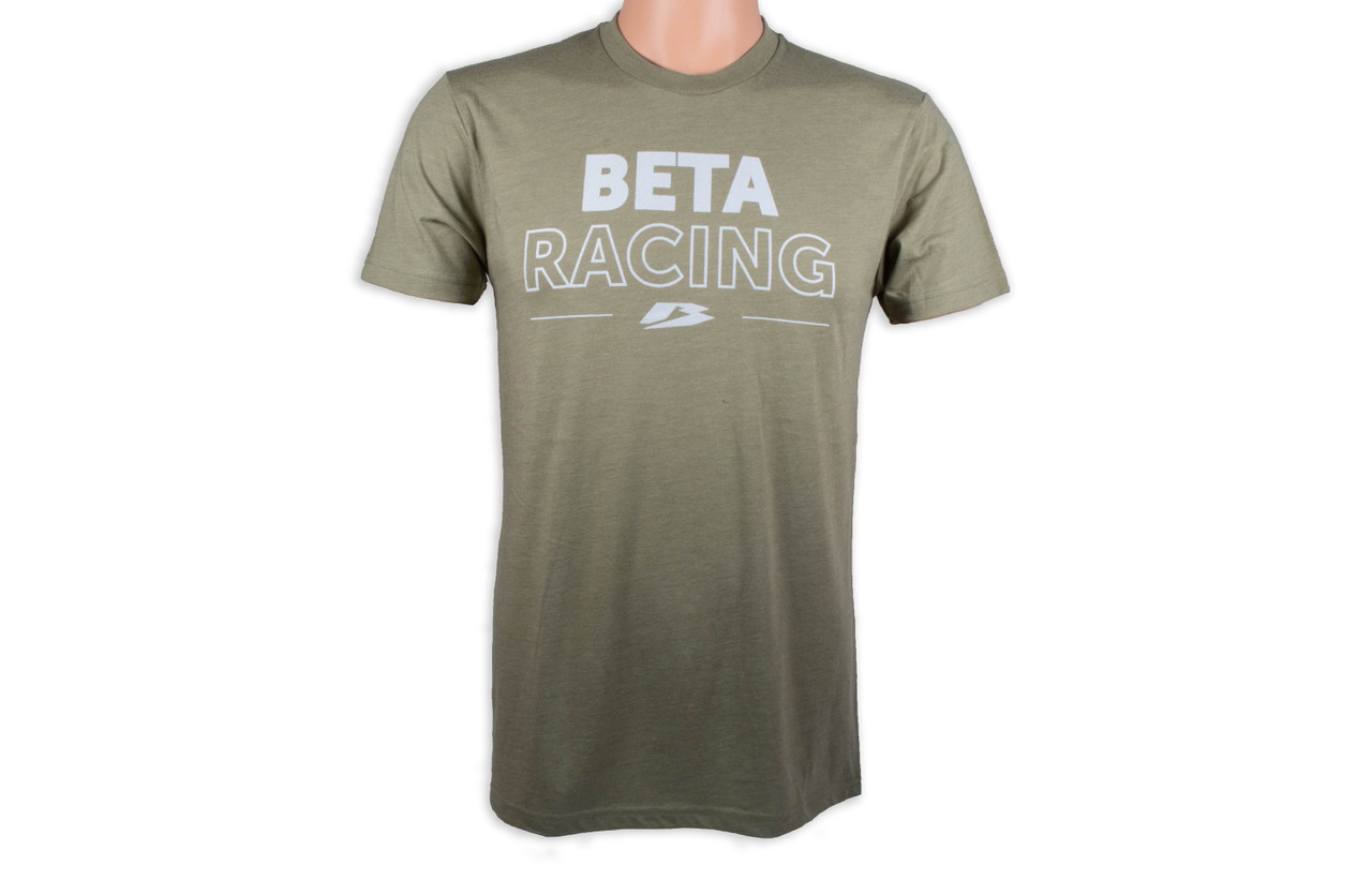 Beta Racing "Figurati" Tee, Army Green  Beta Racing "Figurati" Tee in Army green. 60/40 Polyester Jersey 4.2 oz. Beta Racing on the front and Beta "B" on the rear. Available in Small, Medium, Large, Extra Large, 2XL.