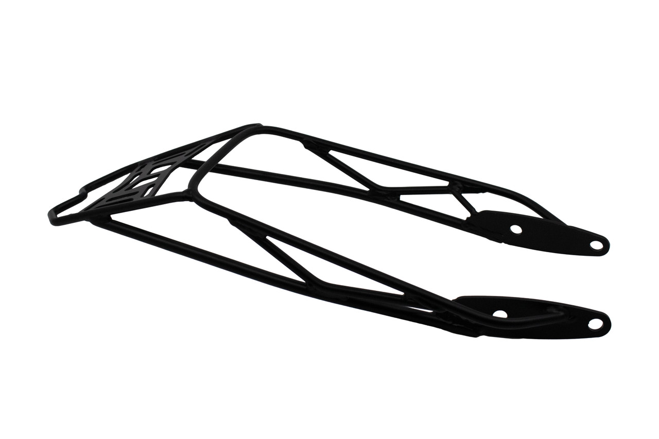 Steel rear rack. Easily installed to the rear section of the Explorer. It is powdercoated black to help protect from wear and tear. Perfect for bringing along a small pack on any adventure! Fits 2024+ Explorer.