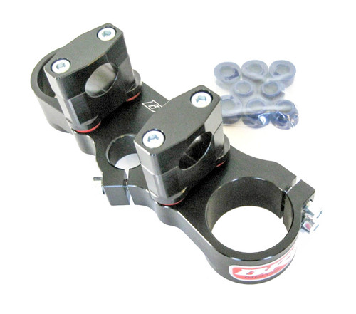 BRP Rubber Mounted Top Clamp, 2-stroke BRP Top Clamp uses 4 Poly-Urethane damper bushings Reduces rider fatigue & isolates harsh terrain vibration Softens the harsh spikes from hitting square edge obstacles 4-post design helps prevent twisting of the bar mounts Two sets of poly urethane bushings: red (medium) & blue (soft) Adjustable bar position in 14mm & 21mm settings BRP products are designed & Made in USA Fits 2013+ 250/300 RR 2-strokes BRP Rubber Mounted Top Clamp, 2-stroke BRP Top Clamp uses 4 Poly-Urethane damper bushings Reduces rider fatigue & isolates harsh terrain vibration Softens the harsh spikes from hitting square edge obstacles 4-post design helps prevent twisting of the bar mounts Two sets of poly urethane bushings: red (medium) & blue (soft) Adjustable bar position in 14mm & 21mm settings BRP products are designed & Made in USA Fits 2013+ 250/300 RR 2-strokes