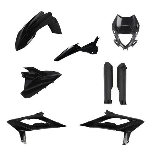 Acerbis Plastic Kit, 2023-2024, Black  Acerbis Complete Plastic Kit. Kit includes rad shrouds, fork guards, front & rear fender, headlight mask.