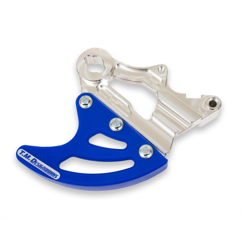 TMD Billet alloy brake caliper holder & return memory disc guard Lightweight aluminum brake caliper holder improves brake pedal feel & power Race proven plastic disc cover absorbs impacts & returns to center Cover won't bend like aluminum shark fins on heavy impacts Patented air flow slots cool disc & disperse dirt under tough conditions Disc cover is replaceable, TMD products are designed & Made in USA Fits 2010+ RR, RR-S, XTrainer (except 125 RR-S), Red, Black or Blue