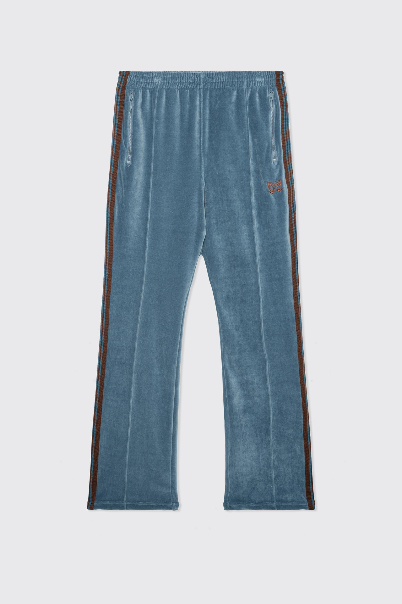 Needles Narrow Track Pant C/PE Velour B-Blue Grey - Calico Club