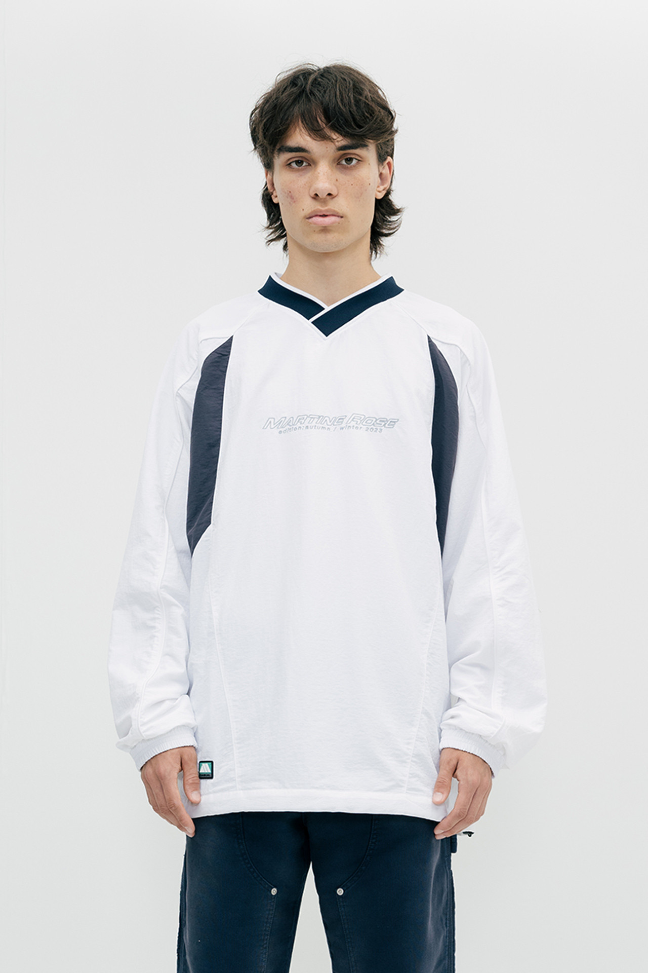 Martine Rose Sports Pullover White/Navy - Calico Club