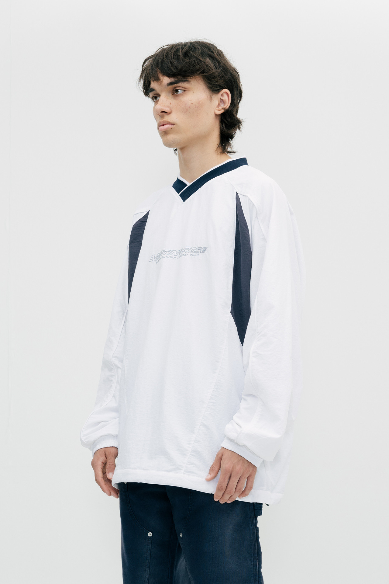 Martine Rose Sports Pullover White/Navy - Calico Club