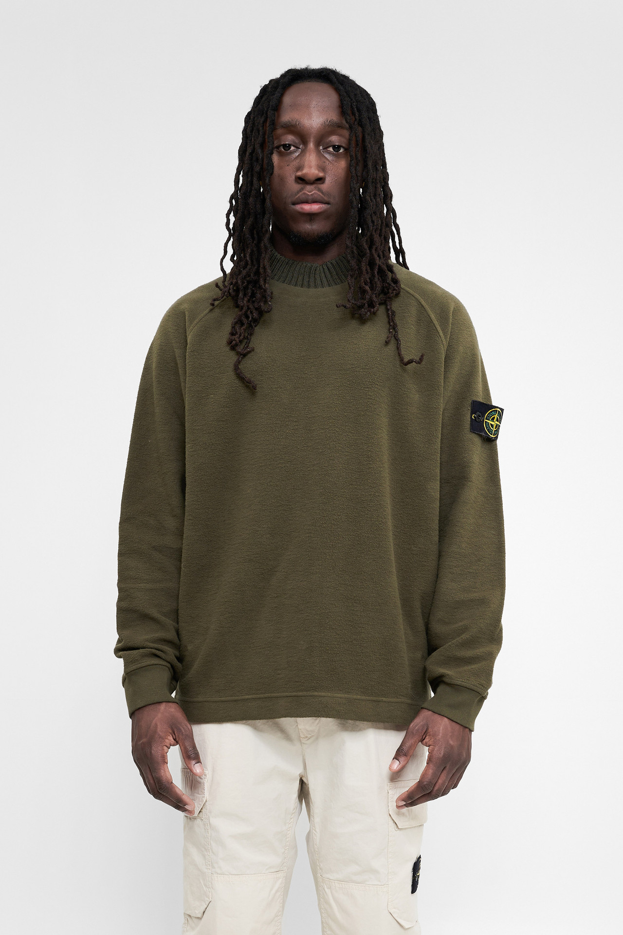 Stone Island Full Rib Pure Wool Mock Neck Olive - Calico Club