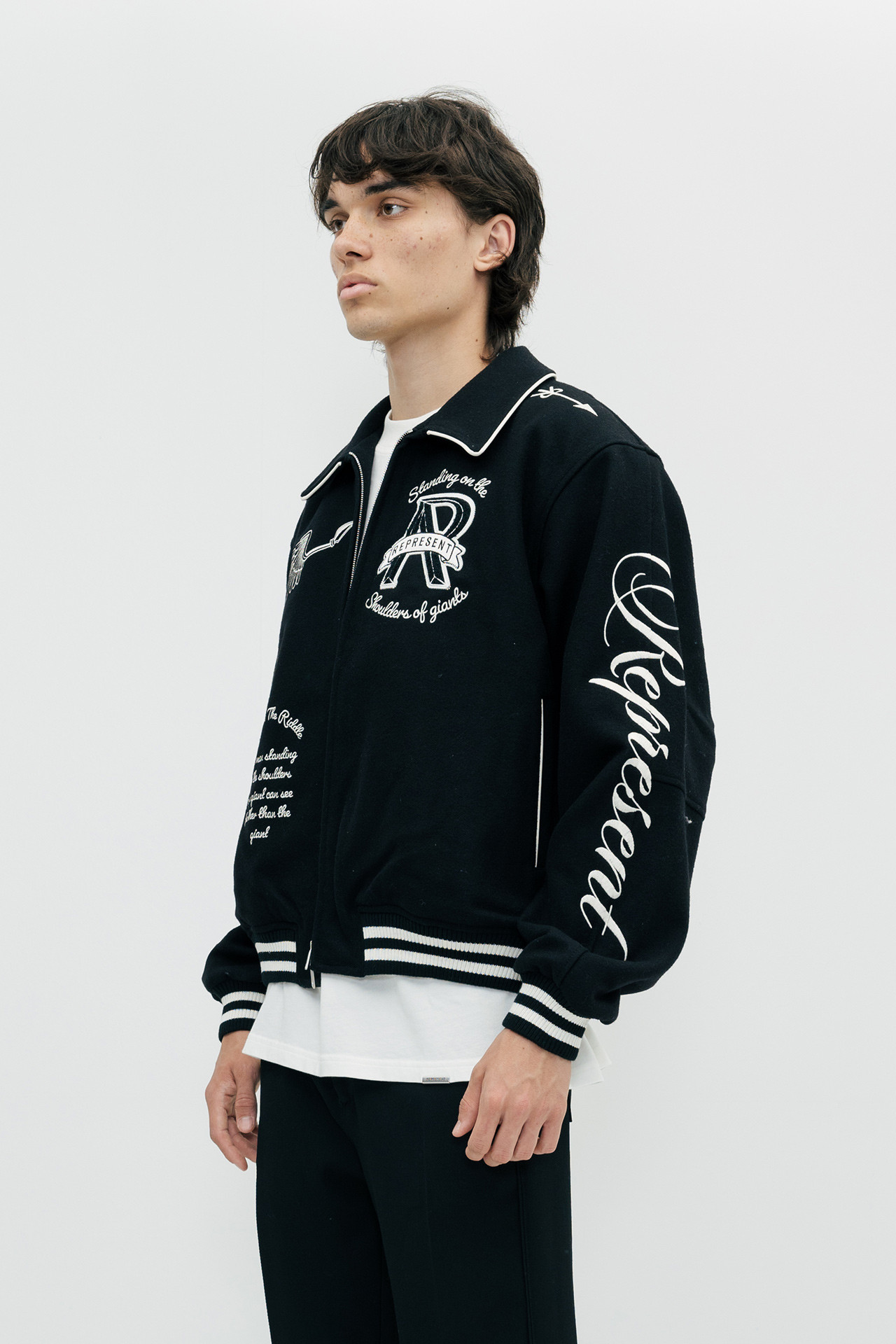 REPRESENT Cherub Wool Varsity Jacket Jet Black - Calico Club